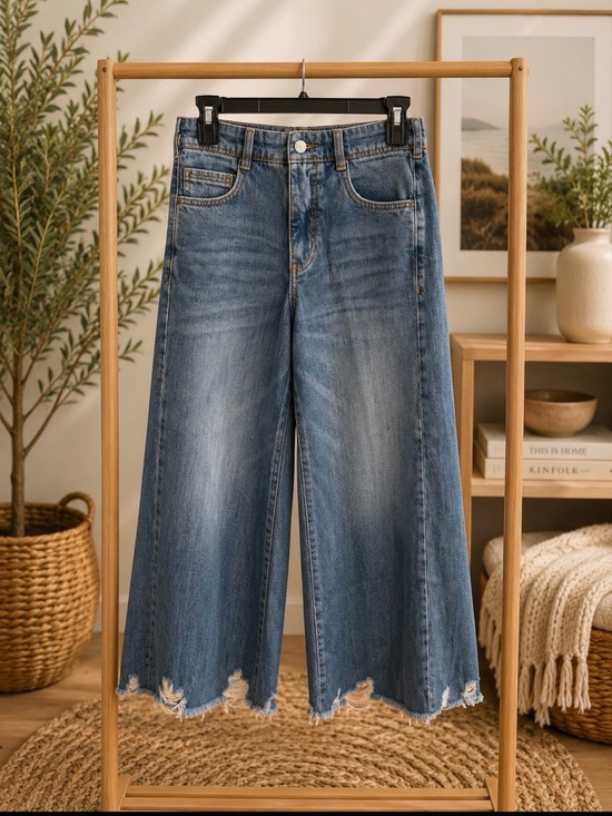 Pilcro Denim - Pilcro Wide Leg Distressed Blue Women's Jeans waist 15’ Inseam 29’